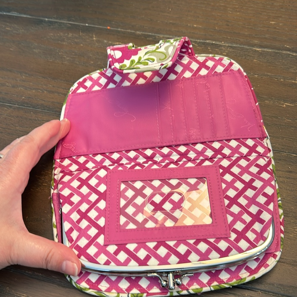 Vera Bradley Wallet. Pink green and white. - Picture 3 of 8
